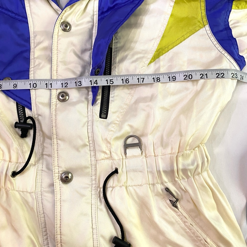 VTG 1980s DESCENTE Made in Japan Cream Purple Chartreuse Ski Snowboard Parka M - Picture 10 of 12